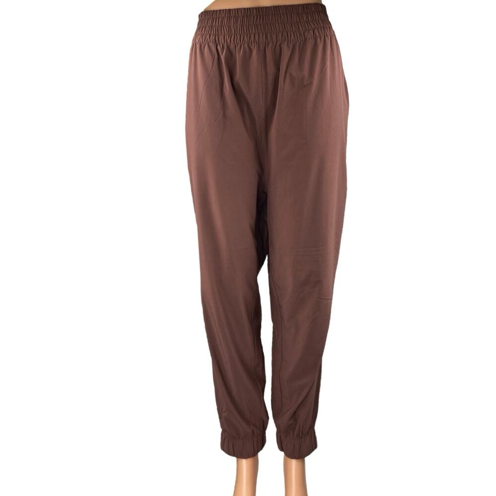 Vuori Women's Brown High Waisted Elastic Waist Tapered Trousers Joggers Pants L